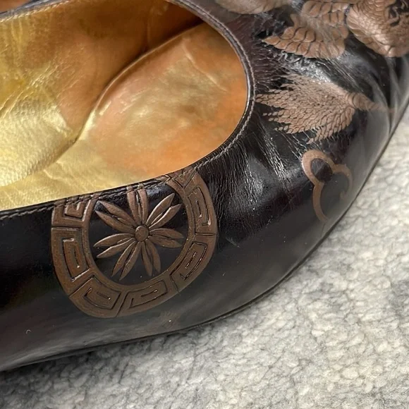 Vintage Bruno Magli Dragon Asian Brown Pumps Office Career Sz 6.5 - Picture 5 of 15